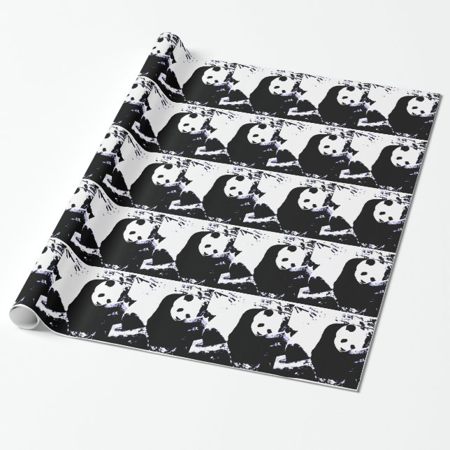 Panda julklappspresentinsvepningspapper presentpapper (Utrullad)