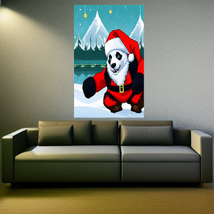 Panda Jultomten AI Art Poster