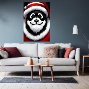 Panda Jultomten Porträtt AI Art Poster