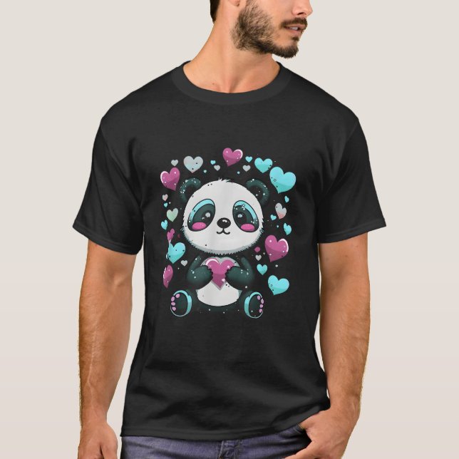 Panda K Blue He Coony Panda T Shirt (Framsida)
