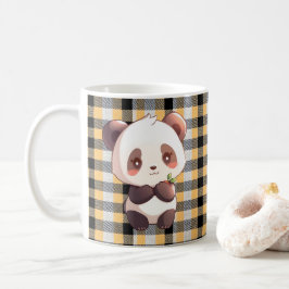 Panda kaffemugg, gul Buffalo-rutig kopp