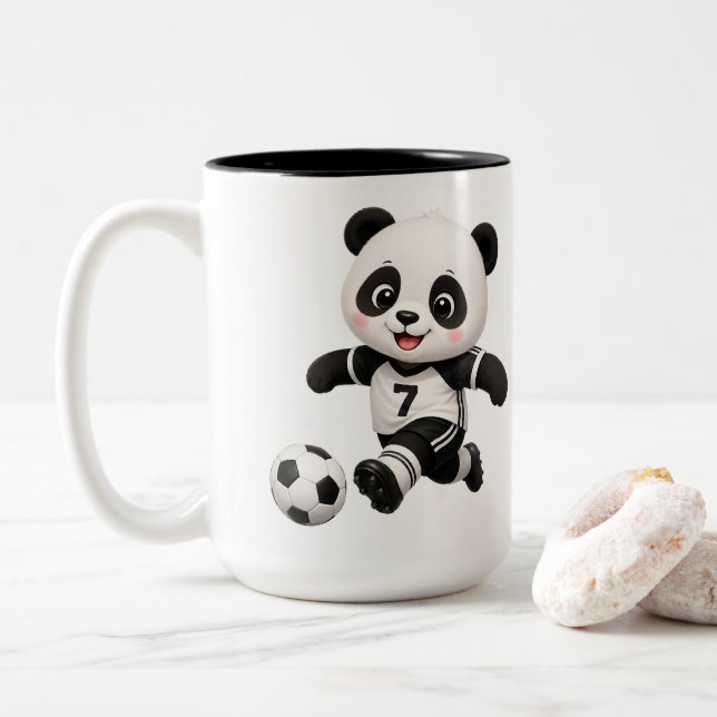 Panda kaffemugg i två färger för fotboll (Med munk)