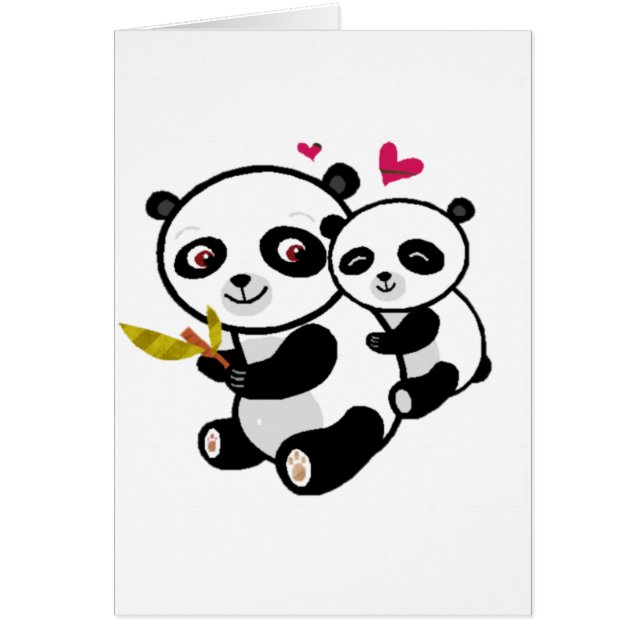 Panda Kärlek <3 Hälsningskort (Framsidan)