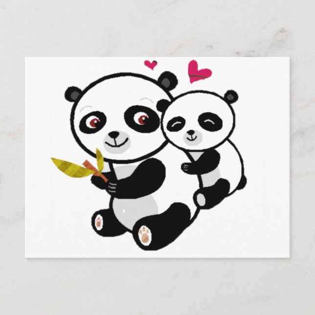 Panda Kärlek <3 Vykort (Framsida)