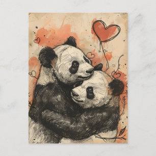 Panda Kärlek Alla hjärtans dag Vykort