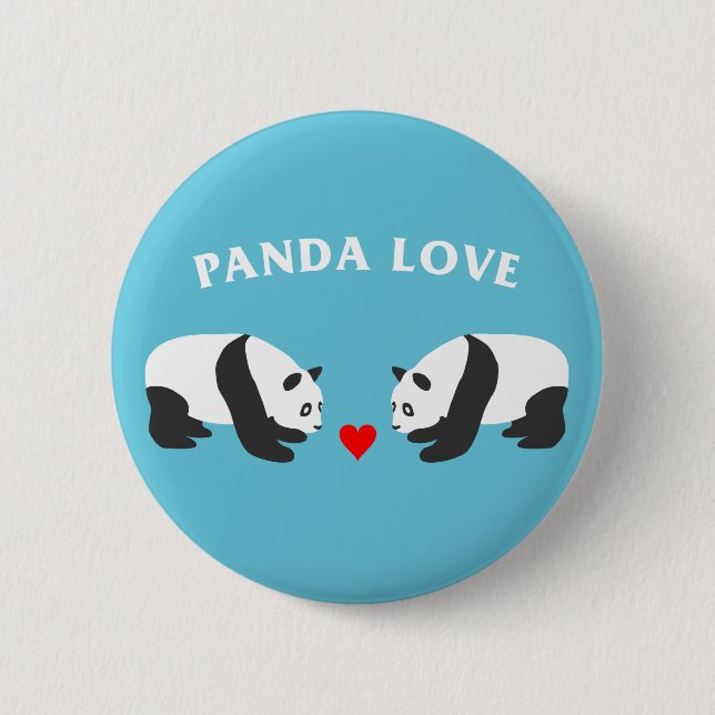 Panda Kärlek (blått) Knapp (Framsida)