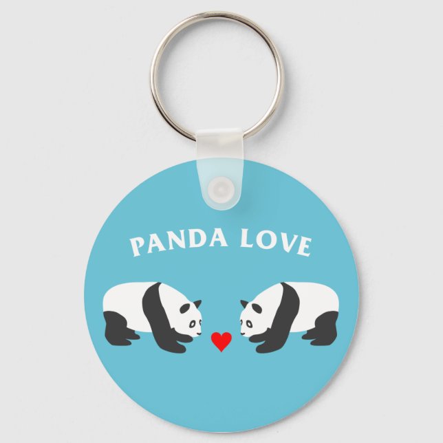 Panda Kärlek (blått) Nyckelring (Framsida)