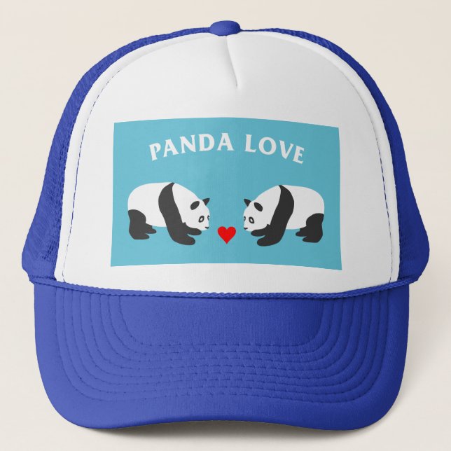 Panda Kärlek (blått) Truckerkeps (Framsida)