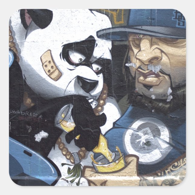 Panda Kärlek Fyrkantigt Klistermärke (Framsida)