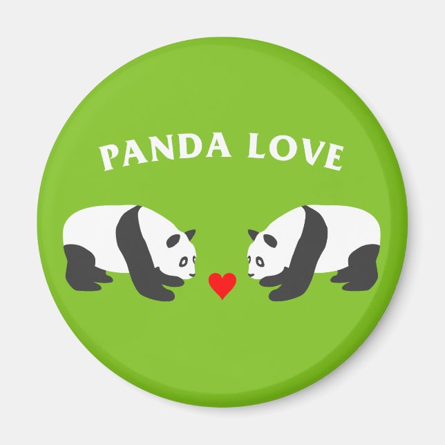 Panda Kärlek (Grönt) Magnet (Framsidan)