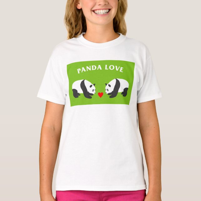 Panda Kärlek (Grönt) T Shirt (Framsida)