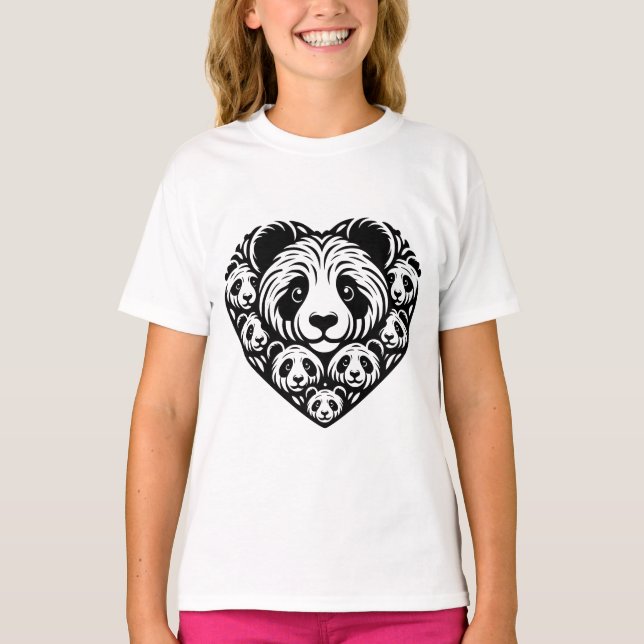 Panda kärlek hjärta t shirt (Framsida)