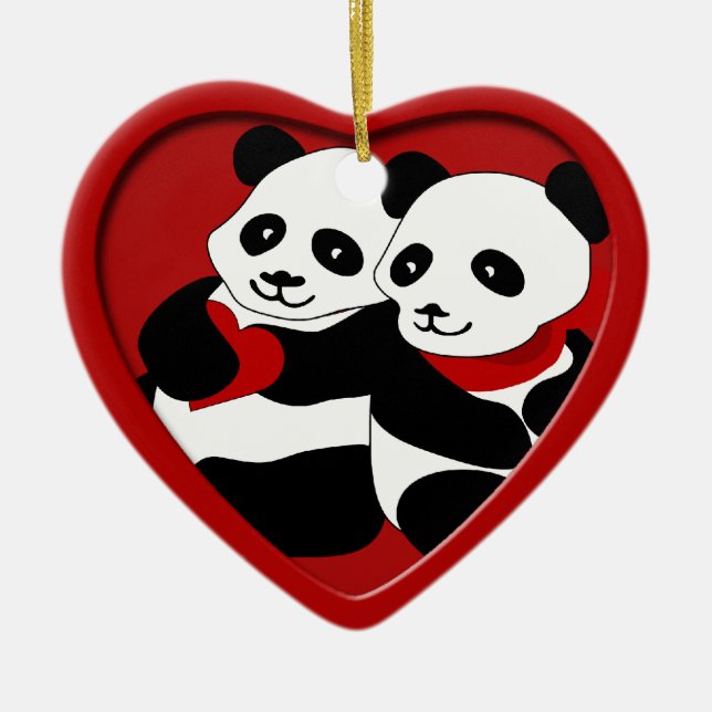 Panda Kärlek par jul Ornament (Framsidan)