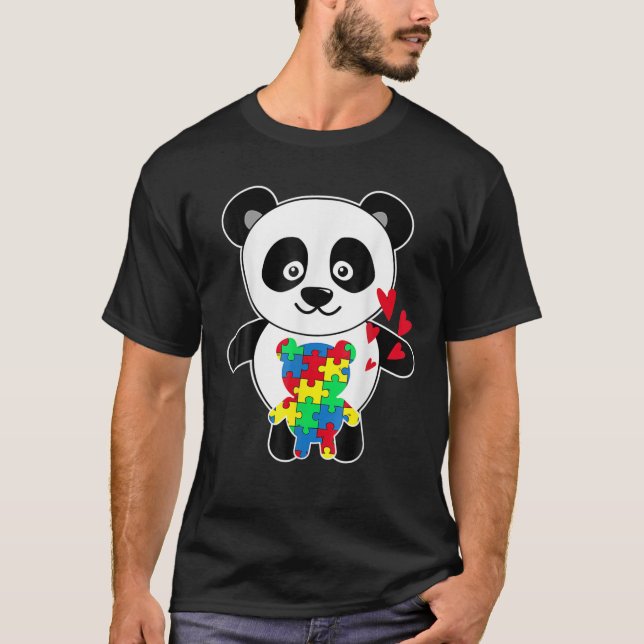 Panda Kärlek Puzzle Autism Awareness T Shirt (Framsida)