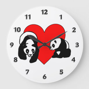 Panda Kärlek Stor Klocka