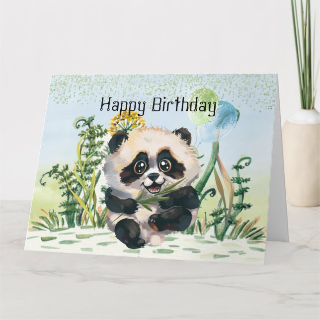 Panda Kid Grattis på födelsedagen Kort (Framsida)