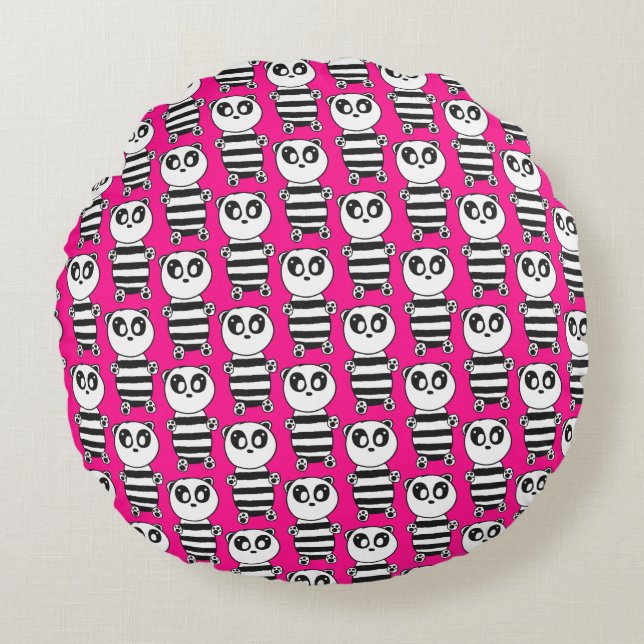 Panda Kids Rund Kudde (Framsidan)