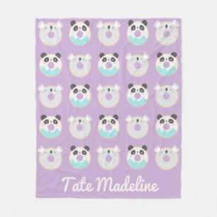 Panda Koala Kawaii Donut Mönster Personlig Fleecefilt