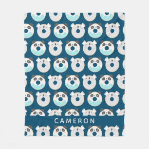Panda Koala Kawaii Donuts Blue Personlig Namn Fleecefilt