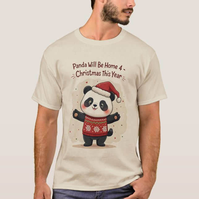 Panda kommer hem till jul i år t shirt (Framsida)