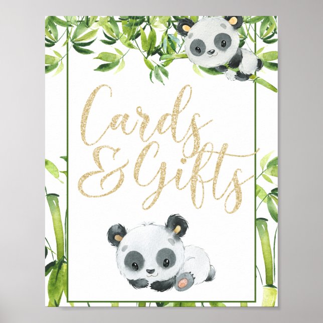 Panda Kön Neutral Baby Shower Cards and Gifts Poster (Framsidan)