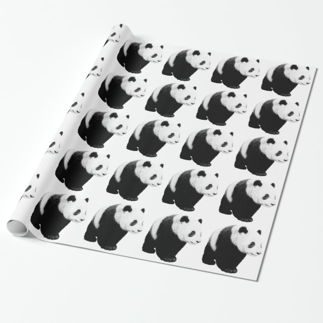 Panda-konst gående julpapper (Utrullad)