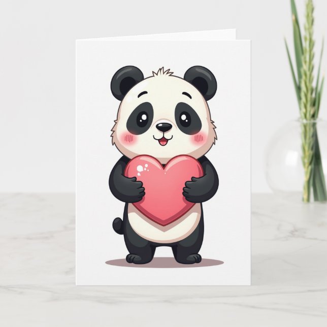 Panda Kramar Hjärtkort Kort (Framsida)