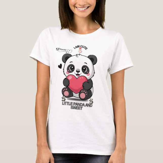 PANDA Kul och söt  T Shirt (Framsida)