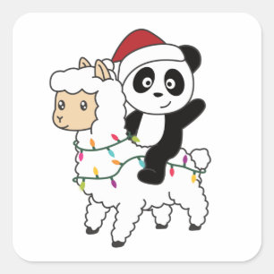 Panda Lama jul, vinterdjur i Snö Fyrkantigt Klistermärke