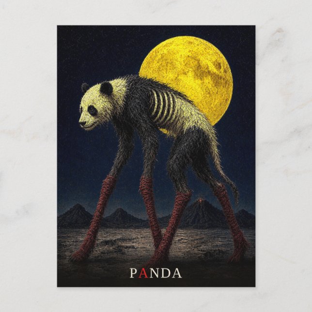 Panda Långa Strumpor gotisk Surreal Vykort (Framsida)