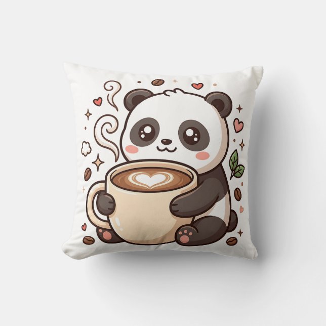 Panda Latte Heart Hug Kastkudde Kudde (Framsida)