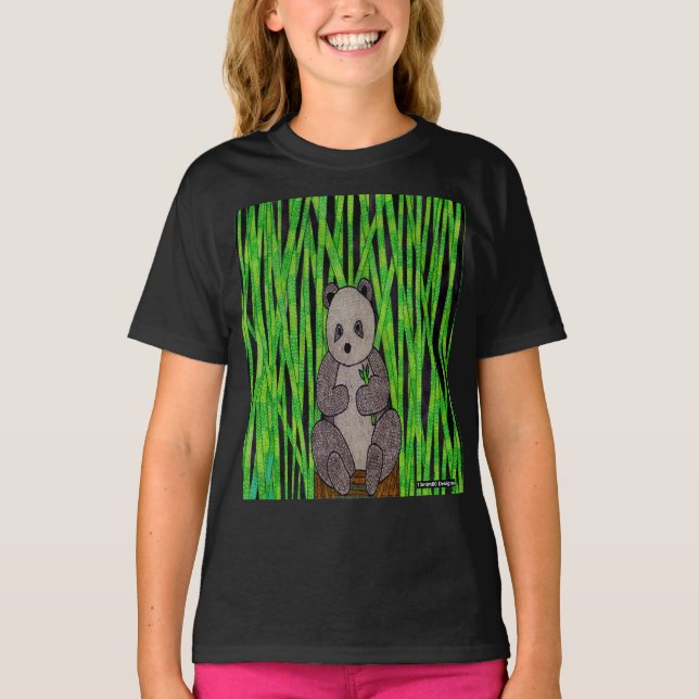 Panda (levande) - Flickans grundläggande t-shirt (Framsida)