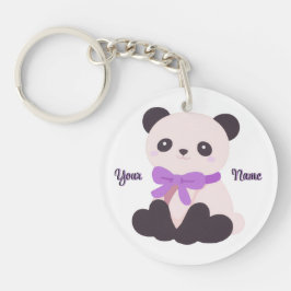 Panda Lila Båge Söt Kawaii Anpassat Namn 
