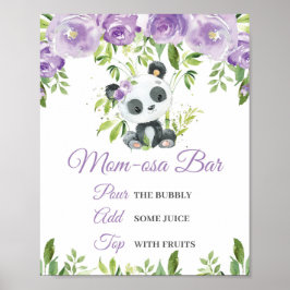 Panda Lila Blommigt Greenery Bamboo Momosa Pub Poster