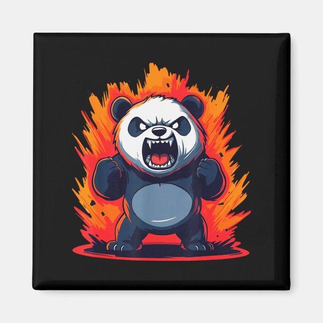 Panda Looking Angry Graphic Funny Panda Kawaii  Magnet (Framsidan)