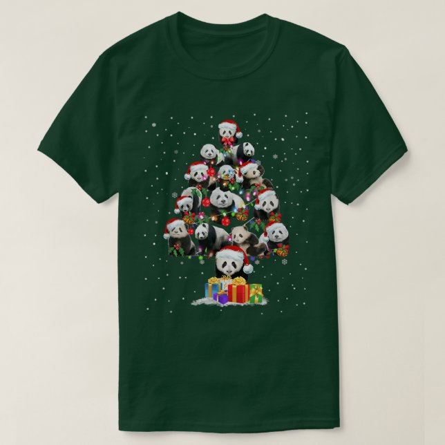 Panda Lover Xmas Panda Santa Hat Christmas Tree Li T Shirt (Design framsida)