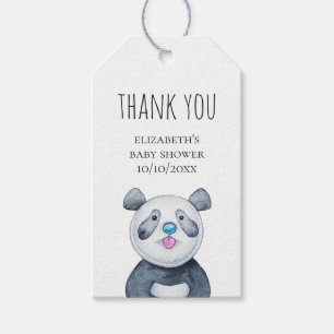 Panda. Lustigt sött djur. Tack för babyduschen Presentetikett