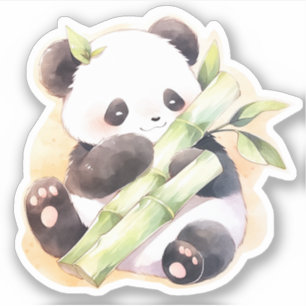 Panda lycklig Baby med bambu Klistermärken