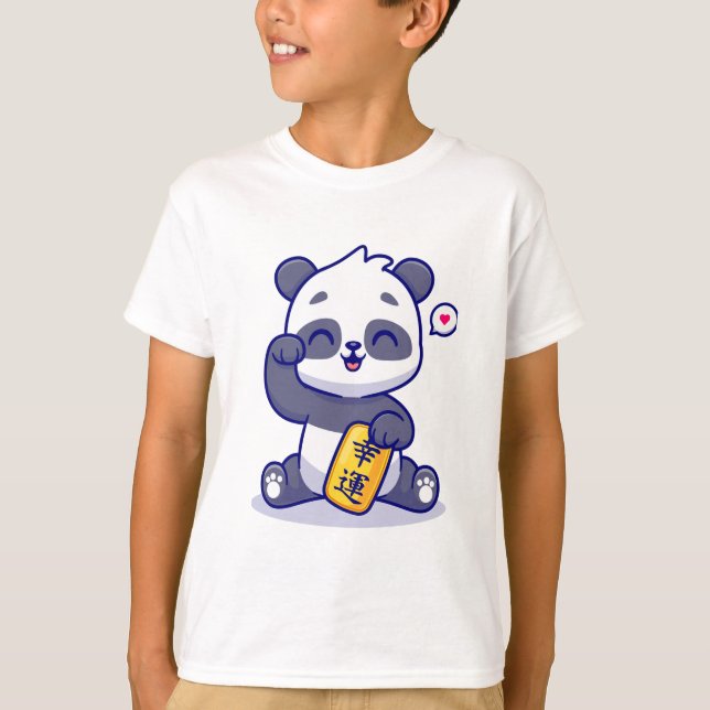 Panda lycklig t-shirt (Framsida)
