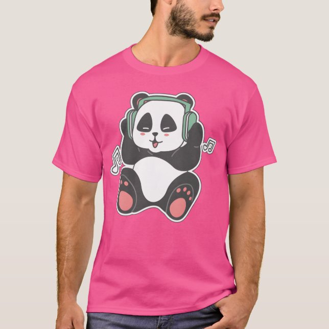Panda lyssnar på musikvän t shirt (Framsida)