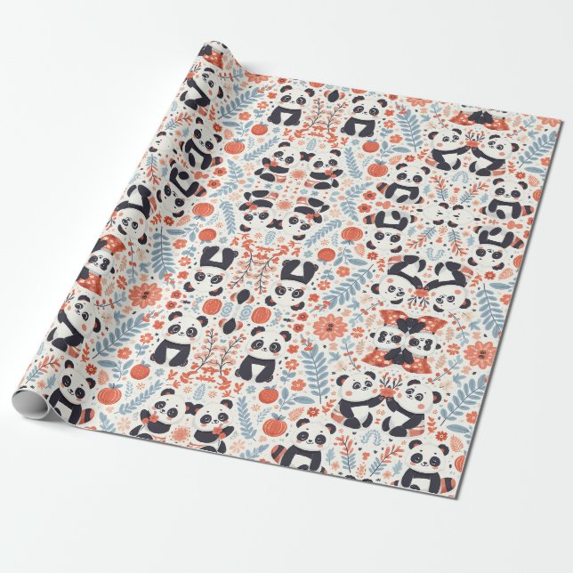 Panda Magic: Adsible Wrapping Papper Design Presentpapper (Utrullad)