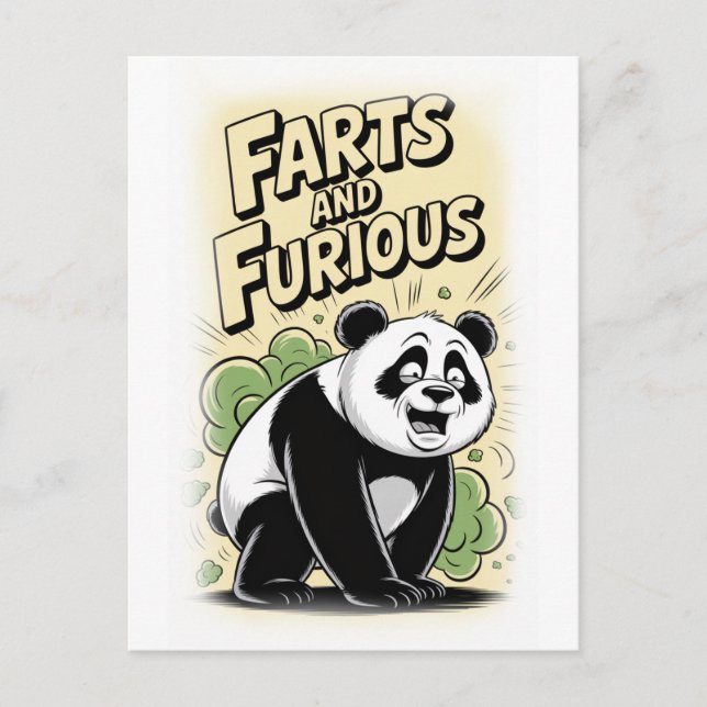 Panda making a Fart on a White Helg Vykort (Framsida)