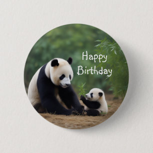 Panda Mamma och Baby Button Knapp