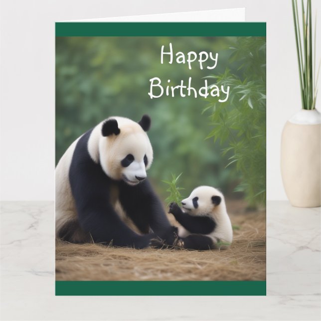 Panda Mamma och Baby födelsedagskort Kort (Framsida)