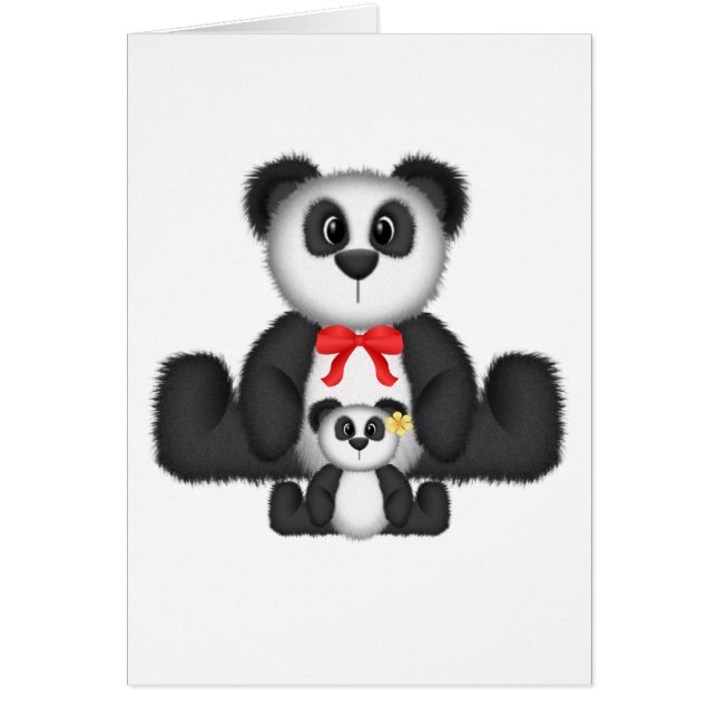 Panda Mamma och Baby Hälsningskort (Framsidan)