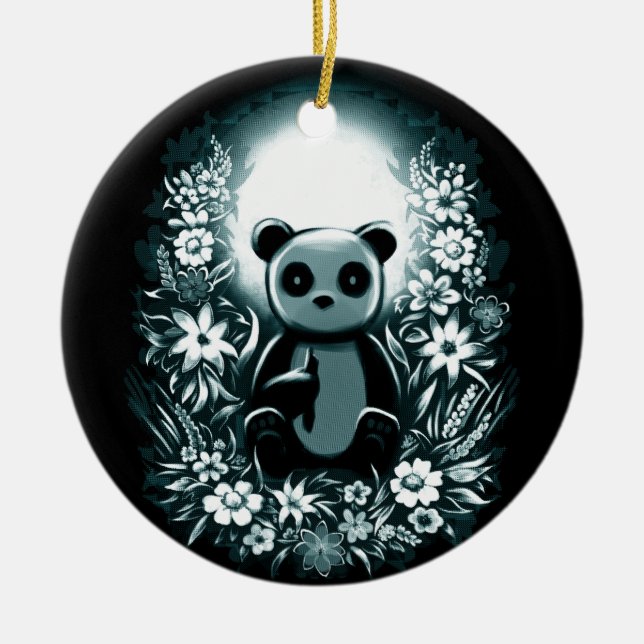Panda Måne Julgransprydnad Keramik (Framsidan)