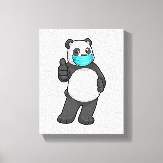 Panda med Ansikte mask Canvastryck (Framsida)