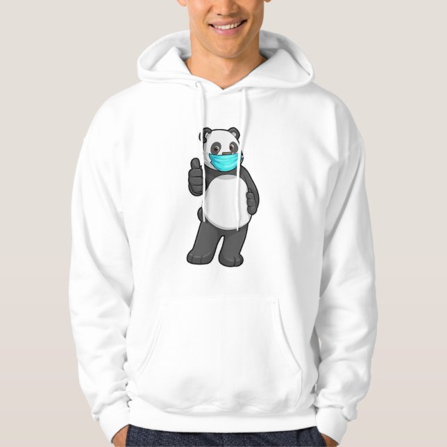 Panda med Ansikte mask Hoodie (Framsida)
