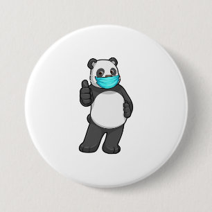 Panda med Ansikte mask Knapp
