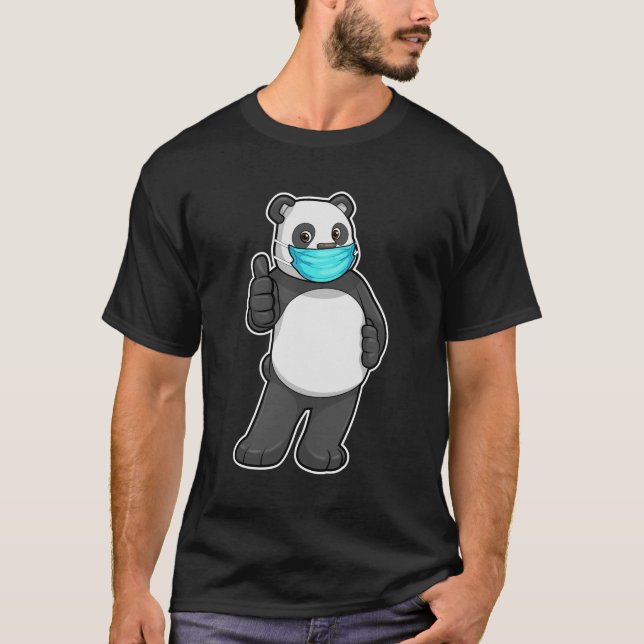 Panda med Ansikte mask T Shirt (Framsida)